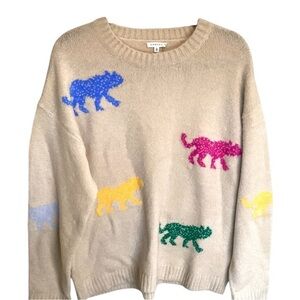 Nwot JODIFL Sweater with Colorful Cats large